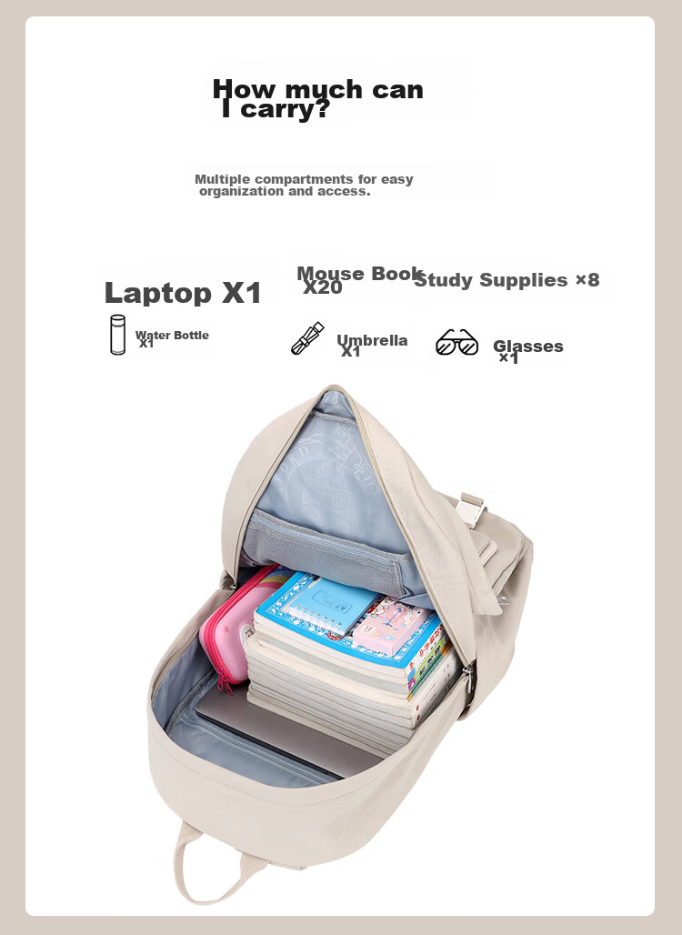 UNIVERSITY OF OXFORD Backpack for Male And Female Primary And Secondary School Students, Lightweight Casual Backpack for Middle And High School Students, X1069 Khaki 18