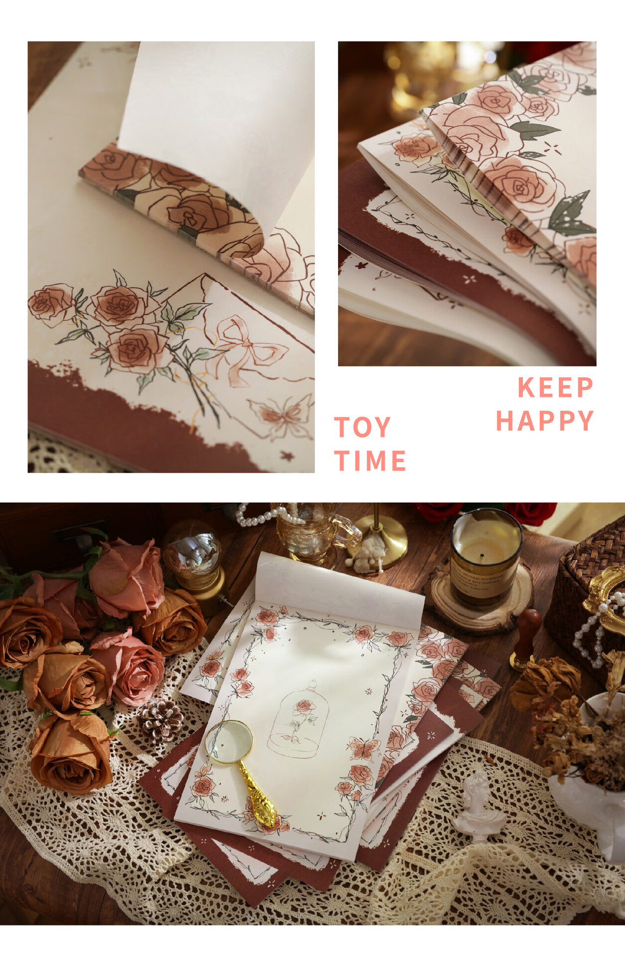 Qiyuan Romantic Rose Simple Daily Grid Notebook High-Value INS Student Memo Draft Book B5 Paper Pad - Romantic Rose Model A 30 Sheets 5