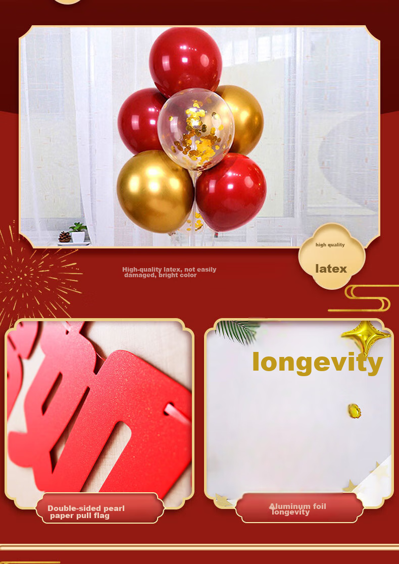 Shiluode 80th Birthday Party Backdrop Decoration Set, 60 Years Old Birthday Scene Decoration, 70 Scene Decorations, 66 Longevity Celebration Set, Fushou Kit 2