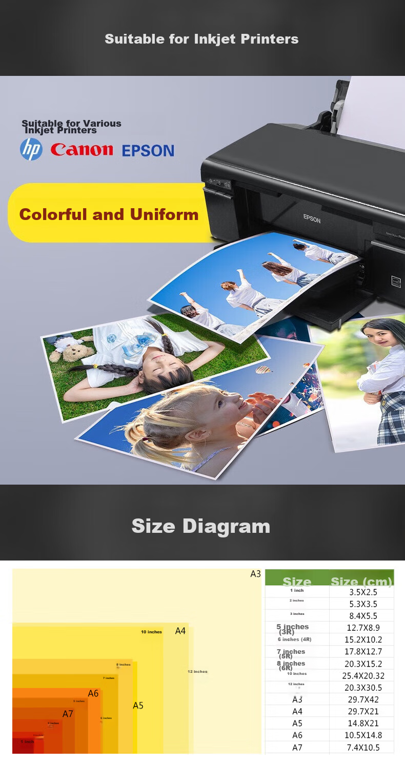 Elifo RC Photo Paper, Glossy Photo Paper, Waterproof Inkjet Printing RC Photo Paper, 260g Photo Paper, RC Photo Paper Velvet Surface, 6 Inch - 50 Sheets 11