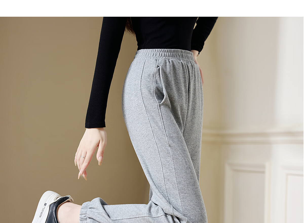 Chushen Women's Casual Pants with Elastic Waist, Versatile Slimming Effect, Pockets, Casual Tapered Leg Sweatpants Sports Pants S143K2006 21