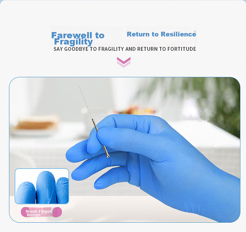Jiazhanli Disposable Nitrile Gloves Thickened Oil-Resistant Durable Household Cleaning 100pcs/Box Blue Size M 4