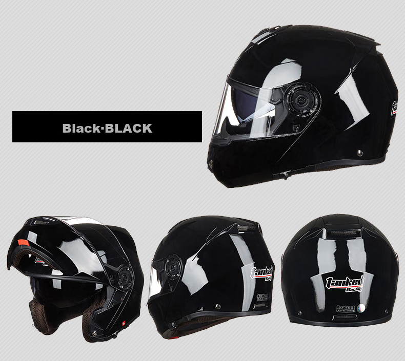 Tanked Racing Motorcycle Helmet T270 Flip-Up Helmet, 3C Certified, Dual Visor, All-Season Anti-Fog Riding Safety Helmet, Matte Black, XL 20