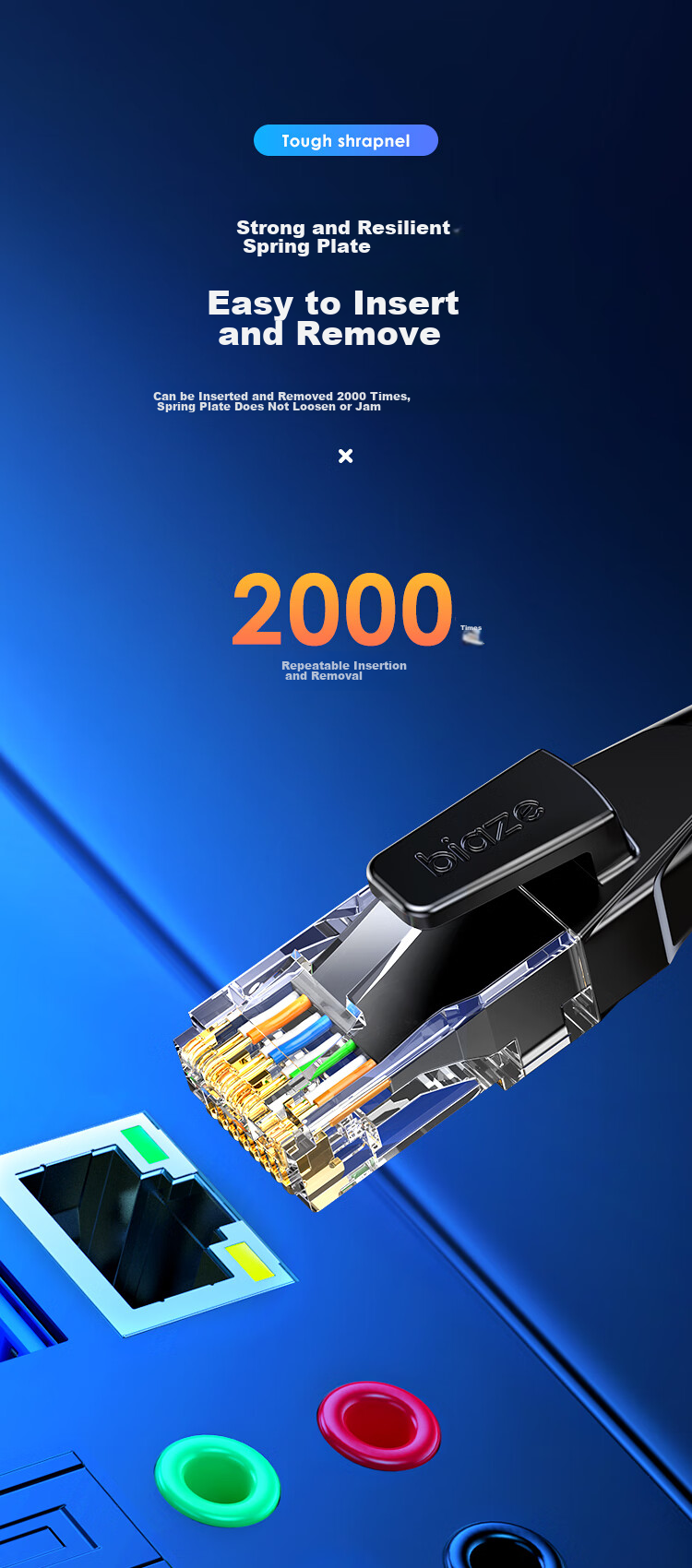 BIAZE CAT6 Ethernet Cable, 3 Meters, Gigabit And Fast Broadband Cable, CAT6 Network Engineering Home Computer Monitoring Patch Cord, Unshielded 8-Core Twisted Pair Finished Cable 12