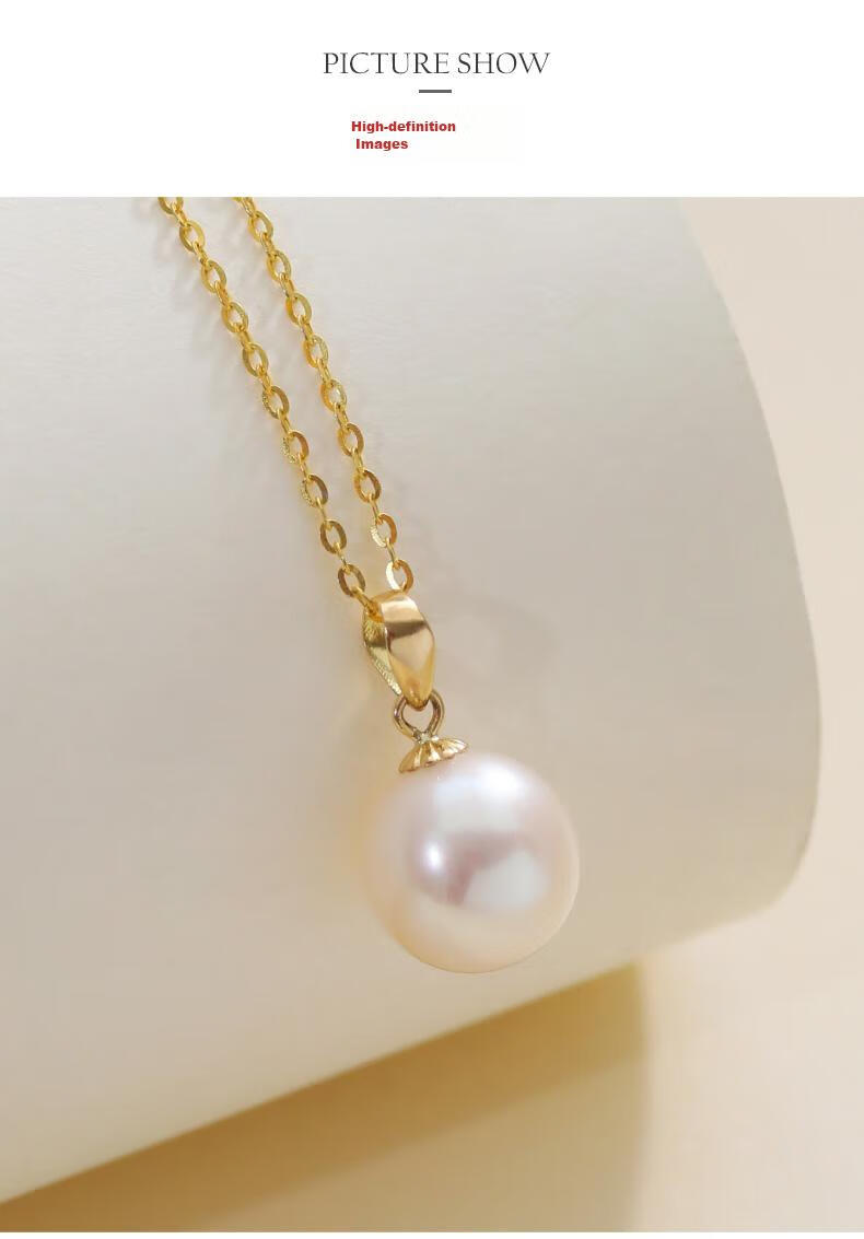 Daimi S925 Silver Round Beads 10-11mm Freshwater Pearl Necklace Pendant Birthday Gift for Wife Lover with Certificate 14