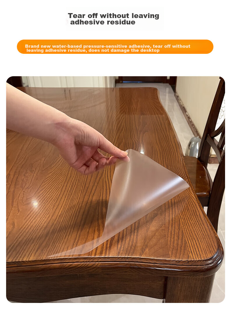 Xiruo Solid Wood Dining Table Protective Film, Square Desk, Coffee Table, Cabinet, Heat-Resistant, Anti-Scalding, Transparent Furniture Protective Film, 90*160cm 7