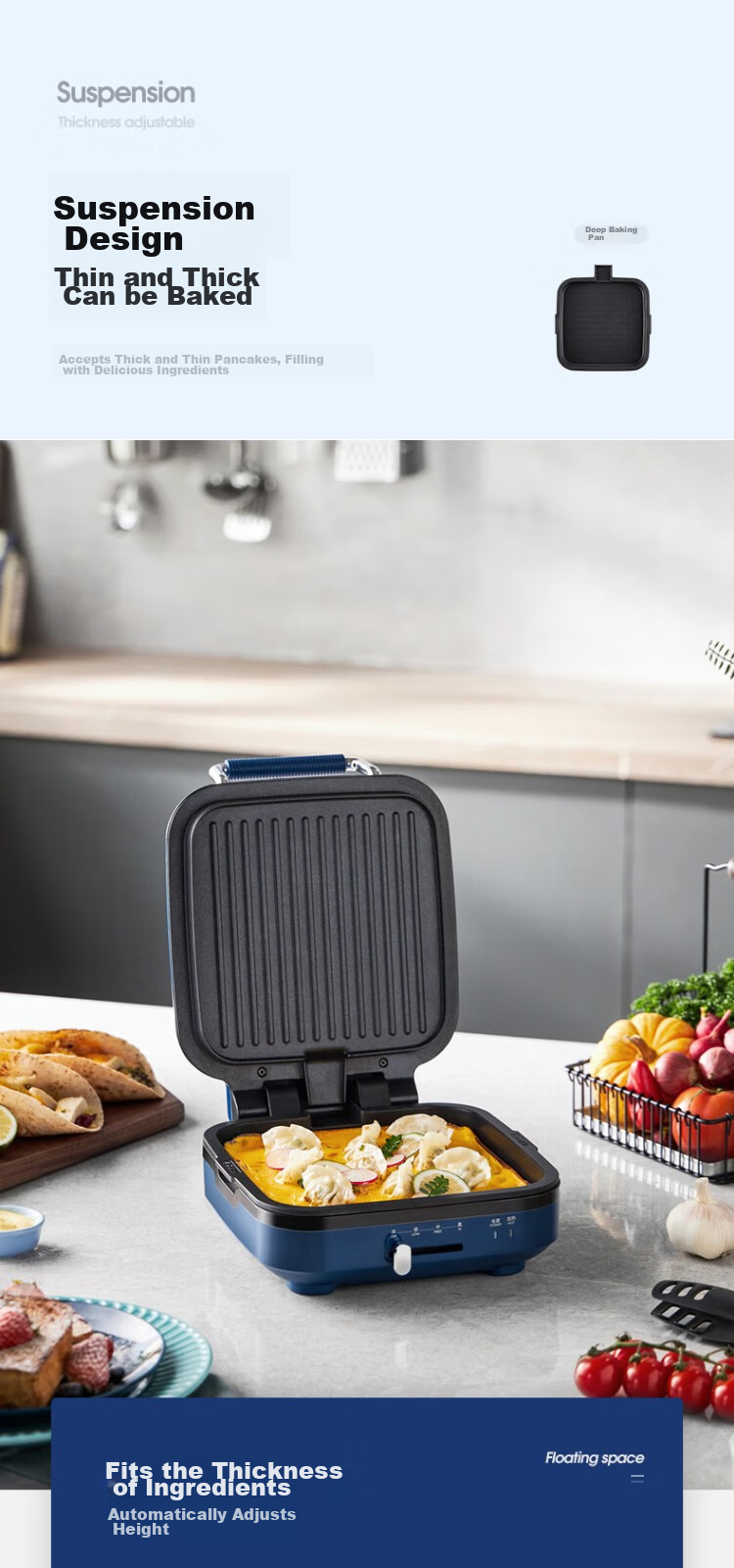 Morphyrichards Electric Griddle for Home Use, Double-Sided Heating Pancake Maker, Breakfast Machine, Sandwich Maker, Electric Frying Pan, Grill Pan, MR6105 6