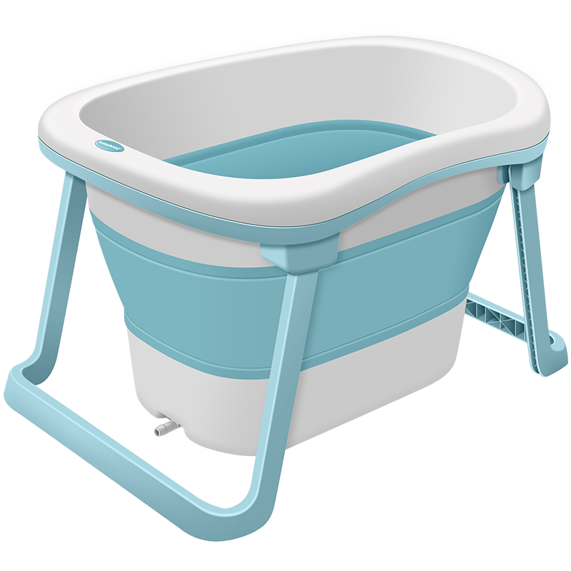 Babyhood Children's Bathtub, Baby Bathing Tub Swimming Bucket, Large Foldable Bath Tub for Ages 0-15 Years Old with Free Bath Stool, 319 Blue