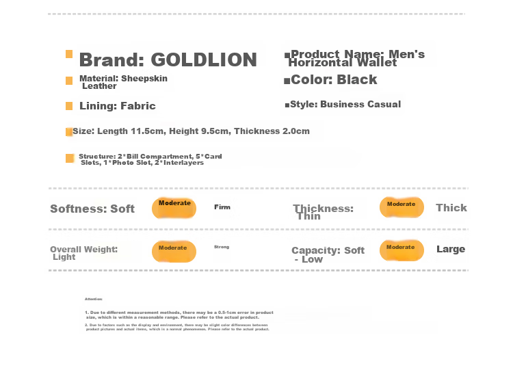Goldlion Men's Wallet, Sheepskin Clasp, Short Bifold Billfold, Gift Box, Birthday Present 6