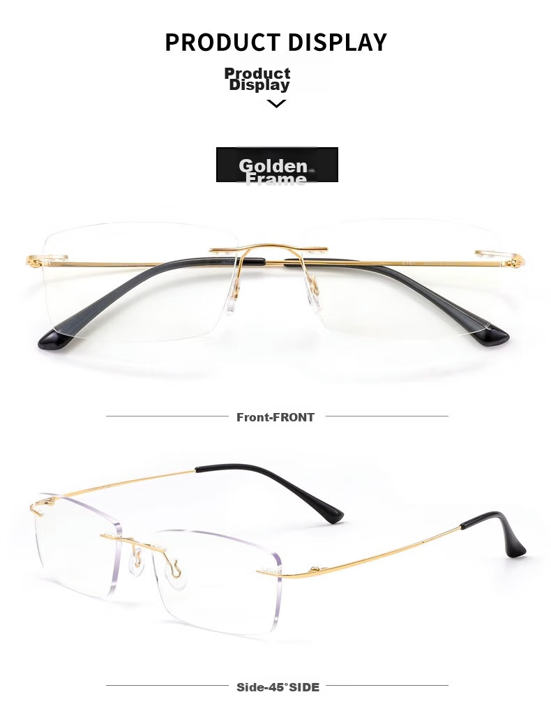 LESCA LUNETIER Imported Lenses, High-Definition Reading Glasses for Men, Bifocal Frameless Ultra-Light Glasses, Blue Light Blocking, High-End Brand for Me 24