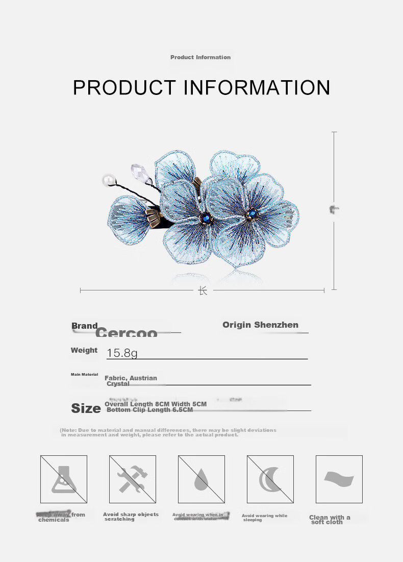 Cercoo Butterfly Hair Clip, Back of Head Hair Accessory, Spring Hairpin, Butterfly Barrette, Gift for Mom, Mid-Autumn Festival Present 3