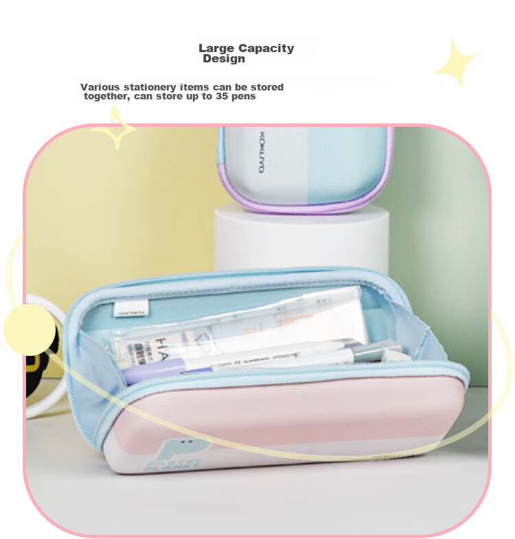 KOKUYO Light-Colored Planet Desktop Open Pencil Case, Student Storage Pencil Box, Blue, 1 Piece, WSG-PCJ202B 6