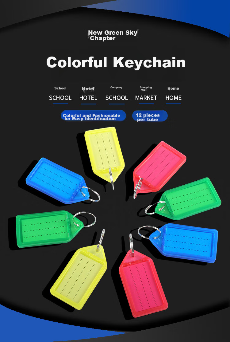 TANGO Key Tags, Large Colorful Size, 12 Pieces/tube, Four Colors, PET Tube Packaging, Label Tags for Hotel Landlords, Large Keys, Customizable Classification Labels, Easy-To Key Tags 1