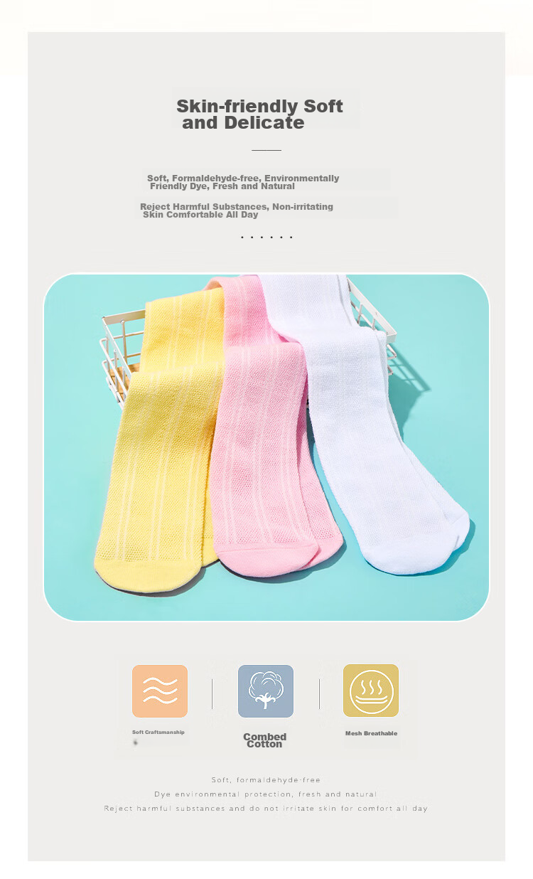 Langsha Children's Socks, Girls' Summer Thin Style, Student Over-Knee Long Socks, Mesh Slouchy Socks, 3-Pack, Yellow Pink White, Size L 2