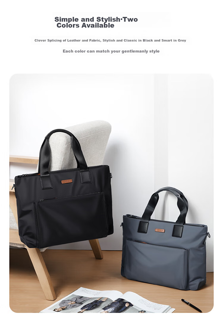 GOLF Business Briefcase, Large Capacity Handbag for Men, 15-Inch Laptop Bag, Lightweight Casual Shoulder Crossbody Bag, Horizontal Style Briefcase, 5I768317J, Gray 5