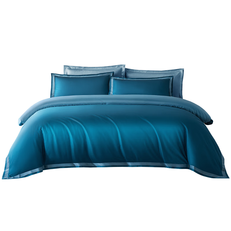 JD Original, 100-Piece Pure Cotton Bedding Set, 100% Long-Staple Cotton Sateen, Class A Luxury High-End Bed Sheet And Duvet Cover Set, for 1.8-Meter Bed, Moonlight Blue