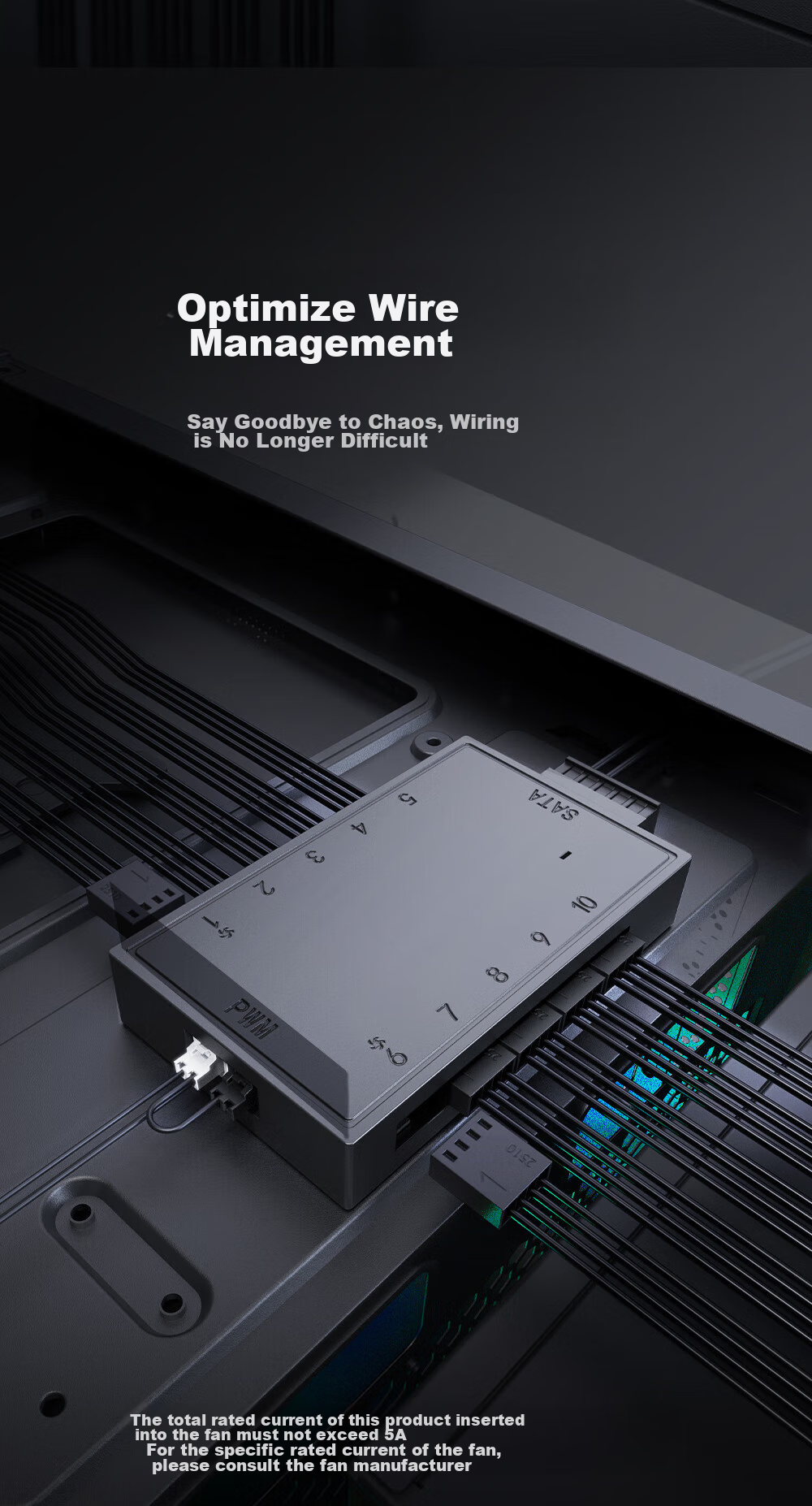 ID-COOLING (Kuren) Ten-Port Case Fan Hub HUB, 10 Sets of Fans PWM Synchronous Temperature Control Speed Adjustment, Fan Parallel Expansion Control Splitter FH-10 4