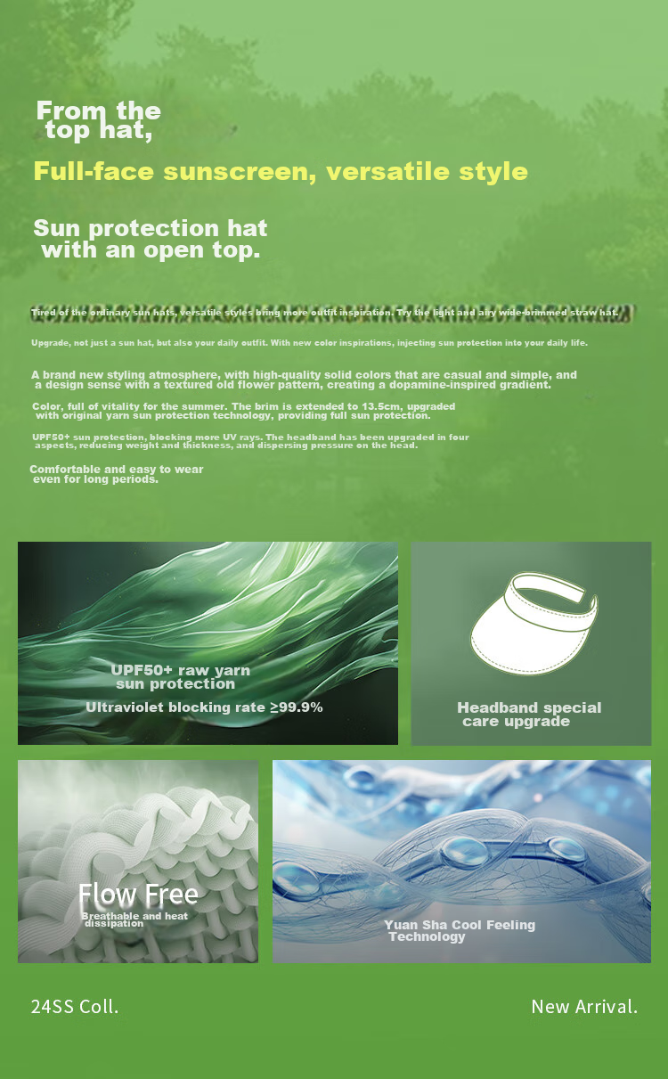 Beneunder Sun Hat for Women, Visor Cap, UV Protection, Full Face Coverage, Fashionable And Versatile, with Extended Brim 6