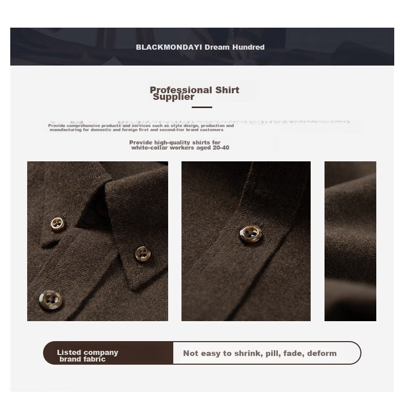 BLACKMONDAY Premium Pure Cotton Shirt for Men, Long Sleeve, Spring And Autumn Season, All Cotton Brushed Fabric, Wrinkle-Resistant, No-Iron Men's Business Casual Shirt 3