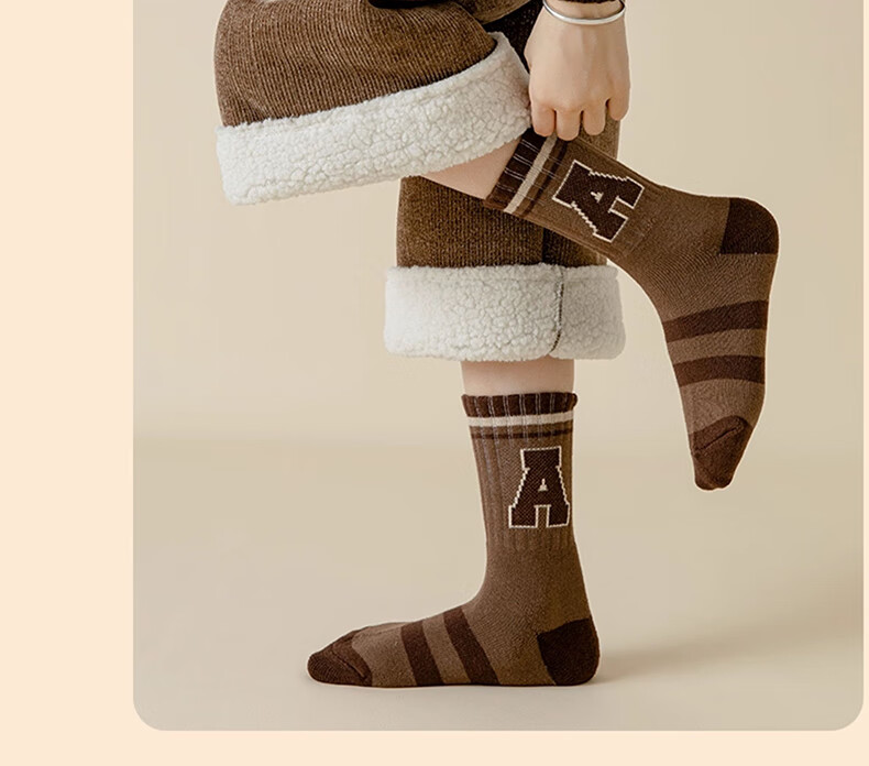 Miiow Kids Cotton Socks Autumn Winter Terry Boys Thickened Fleece Mid-Calf Cold-Resistant Warm Socks Northeast Style 11