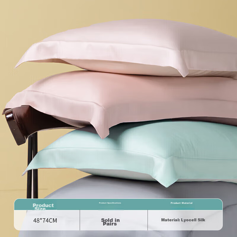 Wuyinliangpin Class A 60-Piece Lyocell Tencel Pillowcase Set, One Pair for Home Use, Washable Ice Silk Pillowcase, Pure Blue 48*74cm