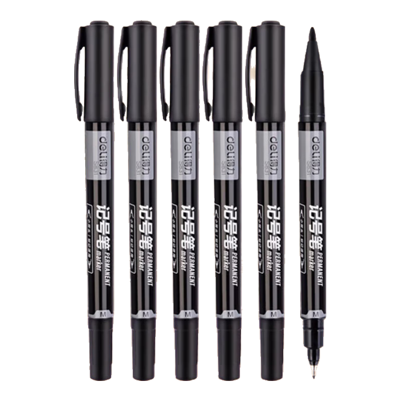 Deli Dual-Tip Logistics Marker Pen, Office Meeting Signing Pen Marking Marker Oil-Based Pen, Children's Student Outlining Pen 12 Pcs/box S831 Back-To Signing I