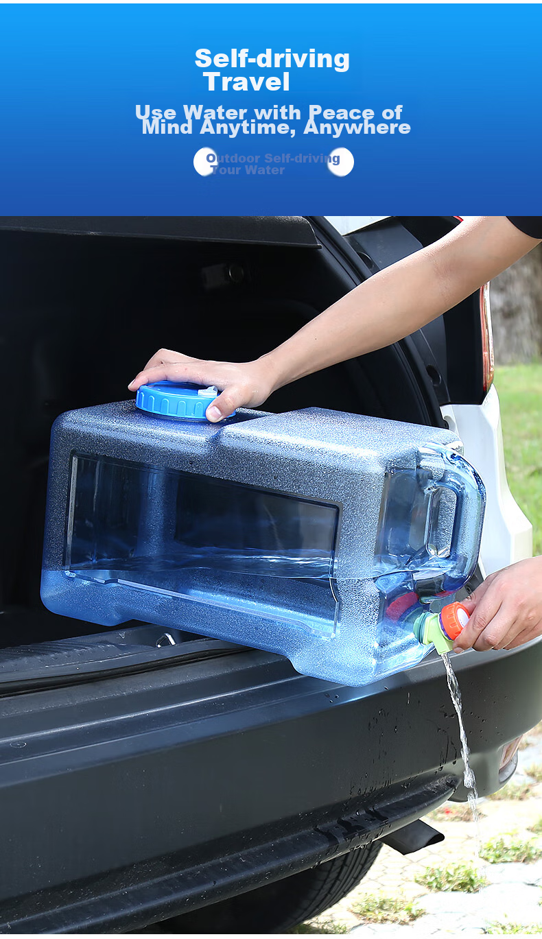 Geshu Outdoor Water Bucket, Food-Grade Storage Bucket, Camping Pure Water Container, Portable Car Water Tank with Tap, 25L, Army Gree 3