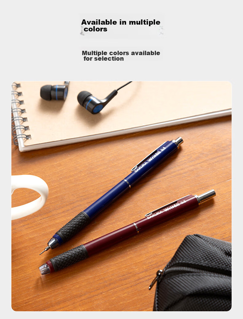 SAKURA Double-Knocking Mechanical Pencil, 0.5mm Lead Tip, Extendable, for Primary And Secondary School Students, Writing, Drawing, Sketching, Quick-Drawing, Durable Pencil, Deep Red 6