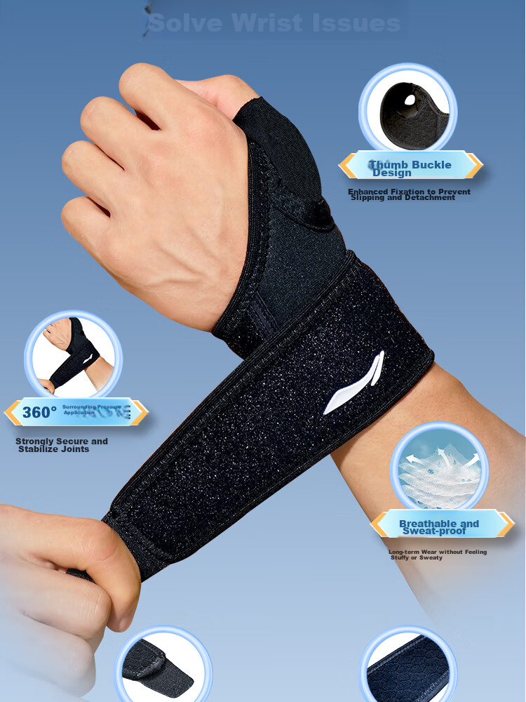 Li-Ning Wrist Guard for Men And Women, Sprain Wrist Tendonitis Pain Protection Sleeve Sports F Single Pack (Composite Fabric) 9