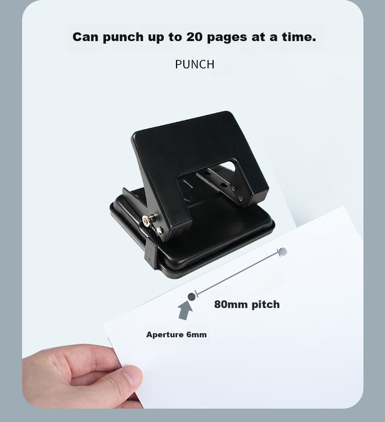 TANGO 20-Page Two-Hole Puncher, Medium-Sized Black Φ6mm Binder, Office Stationery Supplies, 3C Digital Products, All-Net Low Price 5