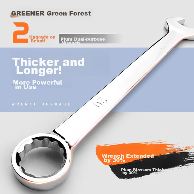 GREENER Open-End Plum Blossom Wrench Set, 6-14mm, 7-Piece Set, Dual-Use Wrench, Labor-Saving, Quick, for Auto Repair And Mechanical Maintenance Tools 1