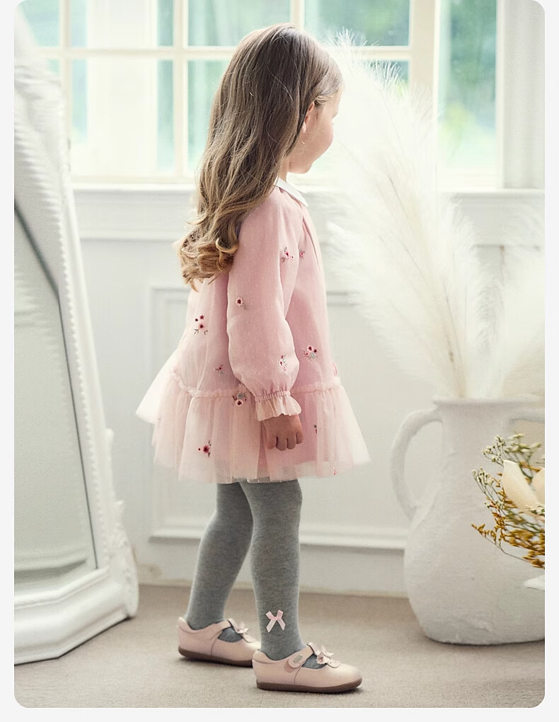 David Bella Girls' Autumn Dress, Children's Western Style Mesh Princess Dress, Girls' Baby Dress 4