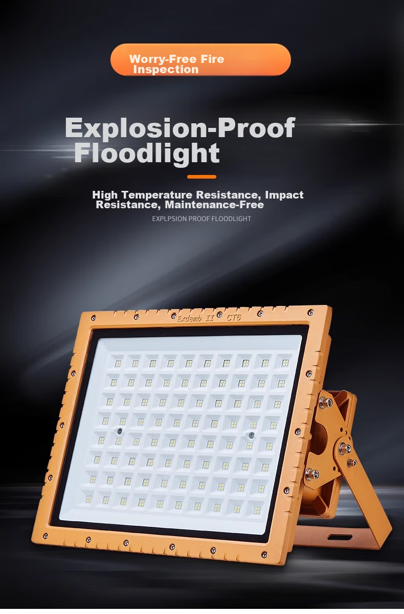 Qianzhiyi LED Explosion-Proof Light High-Power Waterproof Corrosion-Resistant Square QY-GY-FB200W Industrial Floodlight for Construction Sites, Warehouses, Factories, Chemical Plants, Workshops, Gas S 1