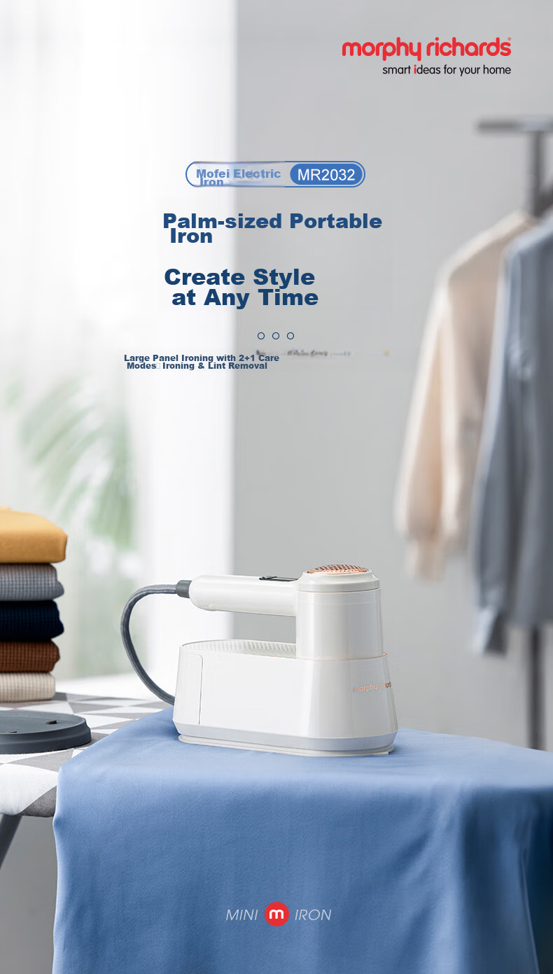 Morphyrichards Handheld Garment Steamer, 20g/min Water Tank Capacity 100ml, Steam Iron for Home Use, Clothing Care Machine, Portable Travel Garment Steamer MR2033 1