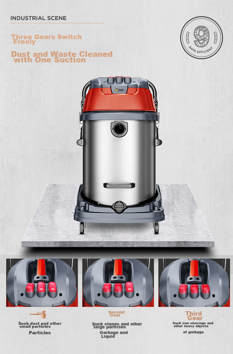 Jienuo 4800W High-Power Wet And Dry Commercial Industrial Large Barrel Vacuum Cleaner with Strong Suction for Hotels And Factories JN-701 Side Push And Edge Suctio 5
