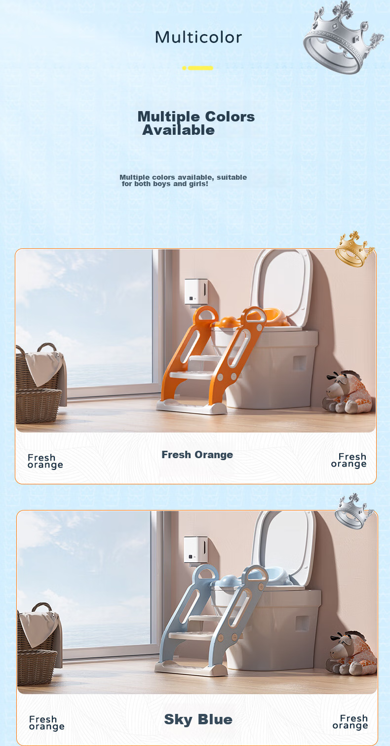 Babyhood Children's Toilet Training Aid, Enlarged And Widened Baby Potty Chair with Step Stool, Soft Cushion Model 132, Fresh Orange 9