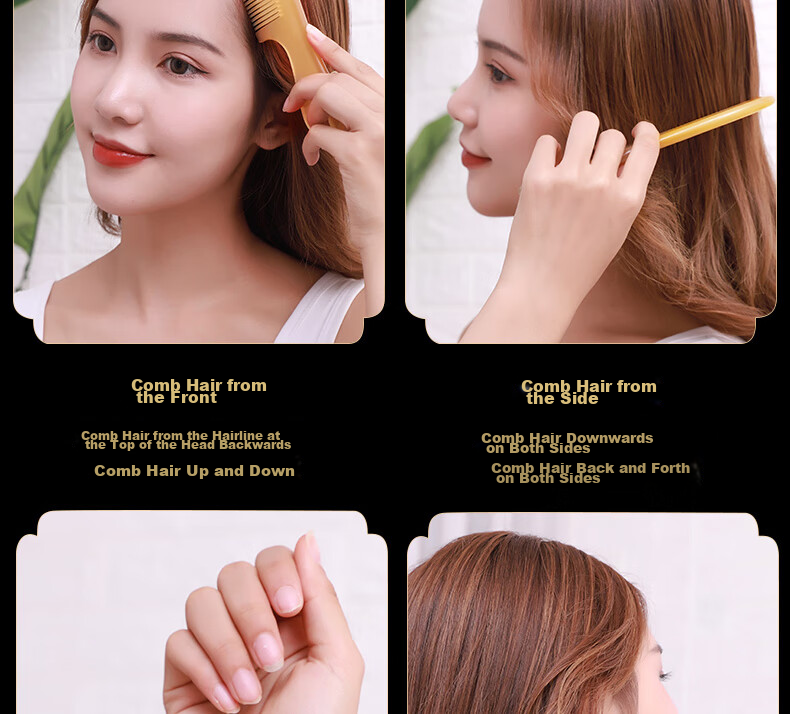 JEPPE Natural Ox Horn Comb, Detangling Comb, Hair Brush, Anti-Static Styling Comb, Gentle on Hair, Birthday Gift for Girlfriend 23