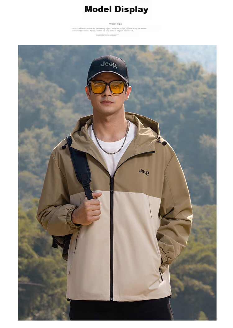 JEEP Outdoor Mountain Series Spring And Autumn 2026 Men's Sports Jacket, Loose-Fitting Hooded Cardigan Coat for Me 9