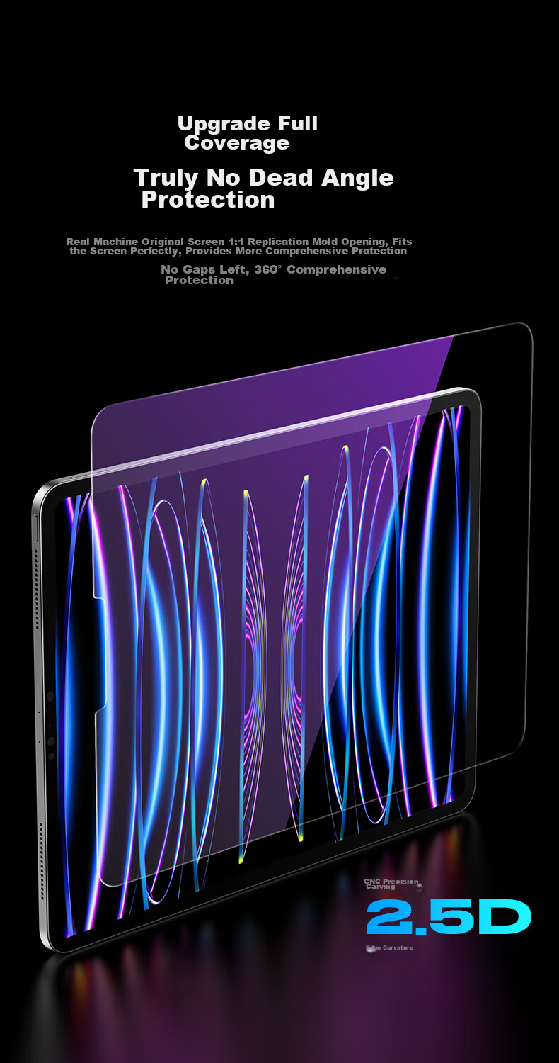 CangHua Tempered Glass Screen Protector for IPad Pro 12.9, Eye Protection Anti-Blue Light, Compatible with 2020/2021/2022 Models, 12.9-Inch Protective Film, Apple Tablet High Definition Anti-Fingerprint Screen Protector 9