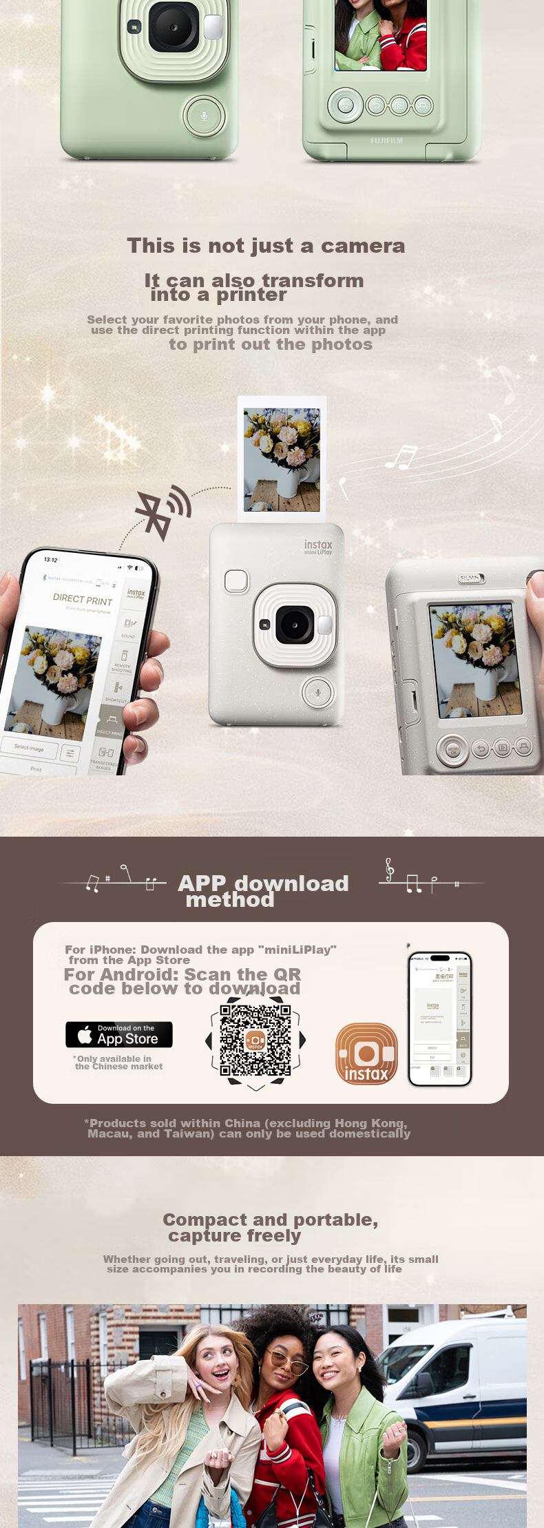 INSTAX Fuji INSTAX Instant Camera, Digital And Film Instant Photography Camera (Prints Mobile Phone Photos), Mini Liplay, Lover White 2