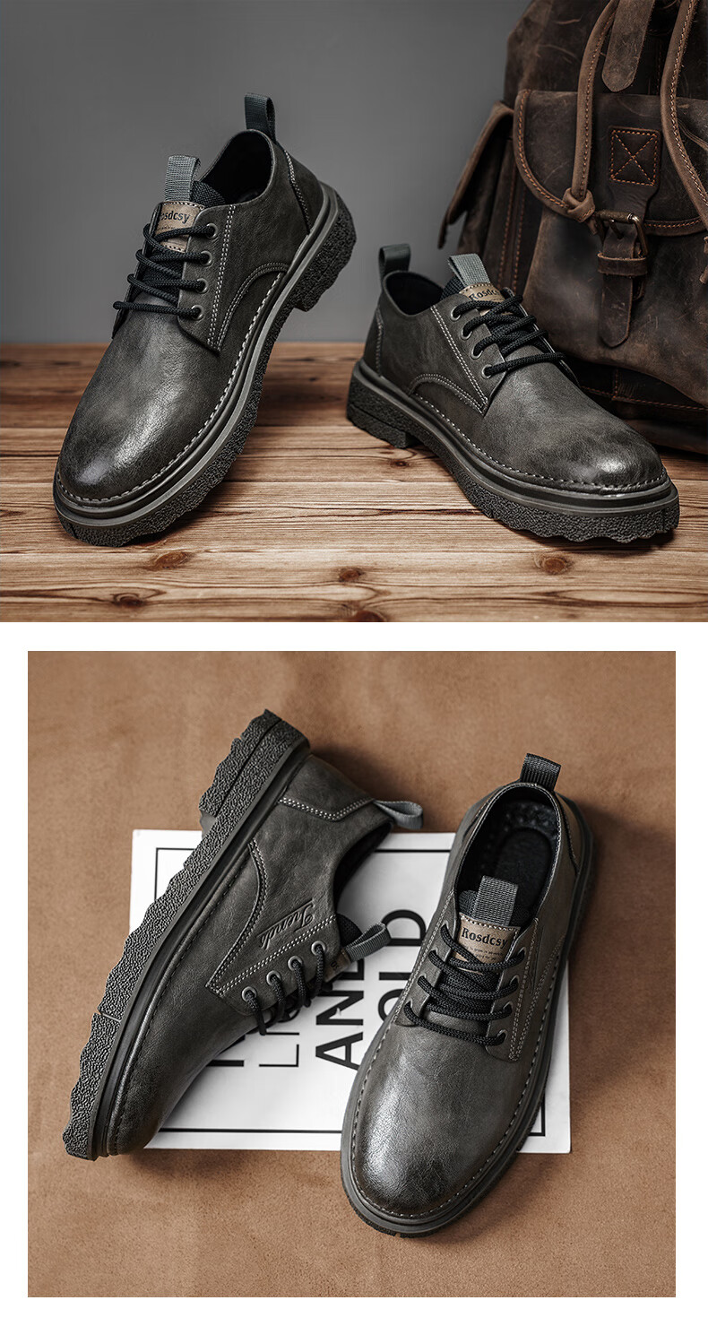 CALIFBULL Men's Shoes, Autumn And Winter Men's Style, Height-Increasing Casual Leather Shoes, Derby Business Formal Thick-Soled Leather Shoes, Black And Brown, Size 40 12