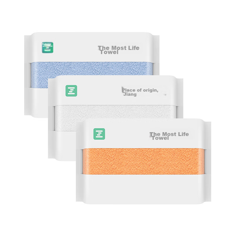 A-Life Cotton Towels, Soft And Gentle, 3-Pack, Xinjiang Long-Staple Cotton Grade A, Absorbent Face Towels for Home Use, Unisex, White/blue/orange