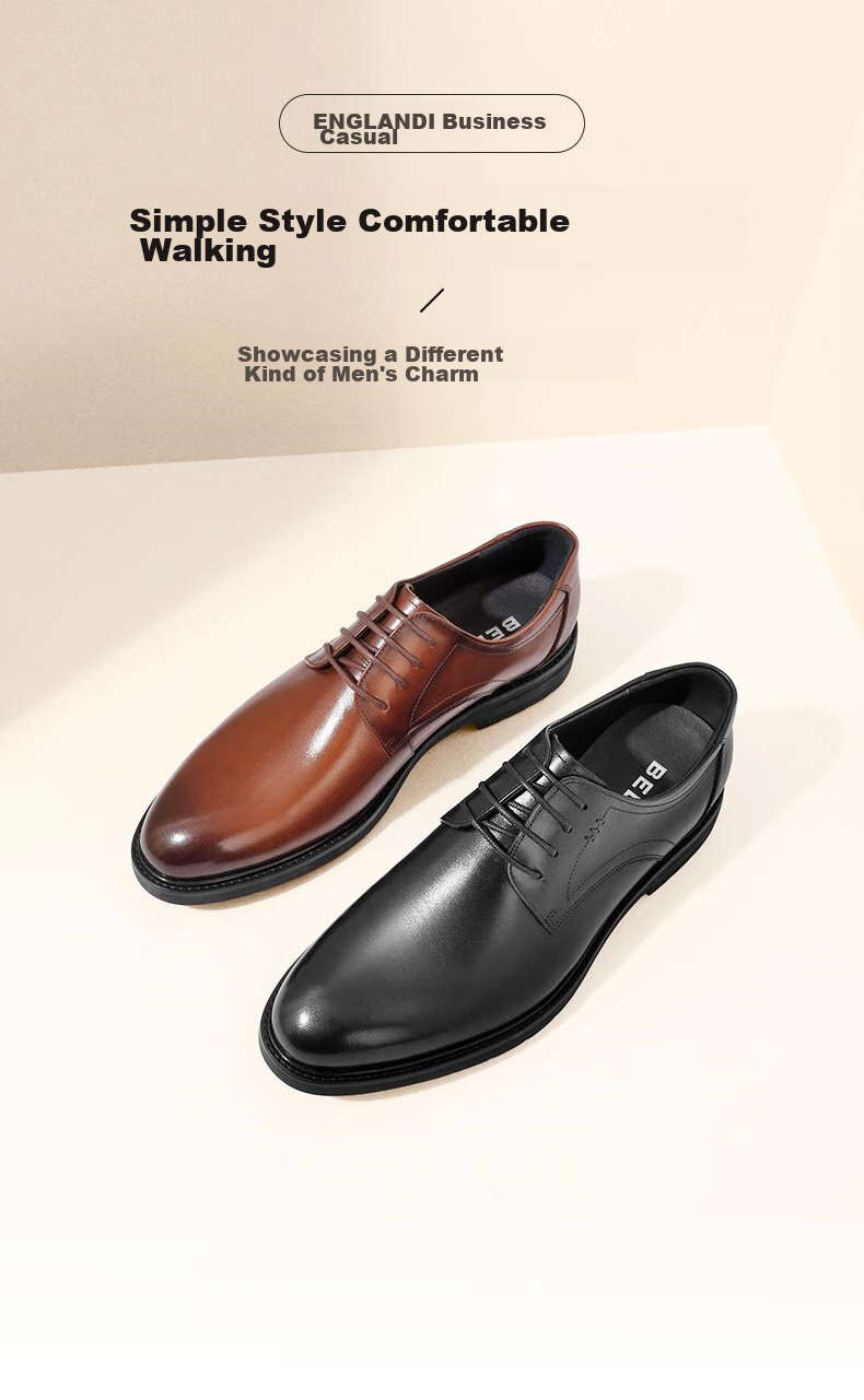 Belle Men's Shoes, Business Leather Shoes, Cowhide Leather, Men's Commuter Work Formal Shoes, Wedding Shoes A0558, Black, Size 40 2