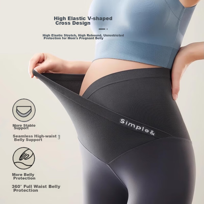9I9 Maternity Pants Winter Fleece-Lined Wearable Loose-Fitting Wide-Leg Trousers for Pregnant Women, Adjustable Casual Pants A122 Black L