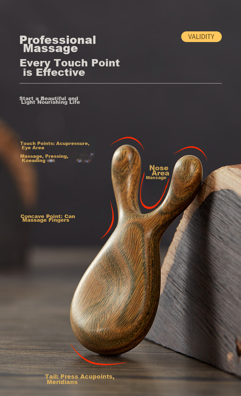 Chuxin Natural Ebony Wood Eye Massager, Creative Deer Antler Nose Beauty Device, Facial Meridian Acupoint Massage Tool 11