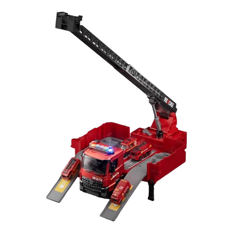 Mabaozibao Children's Transforming Fire Truck Toy with Cloud Ladder, Extra Large Size for Boys Aged 1-3 Years Old, 2 Alloy Cars, Birthday Gift