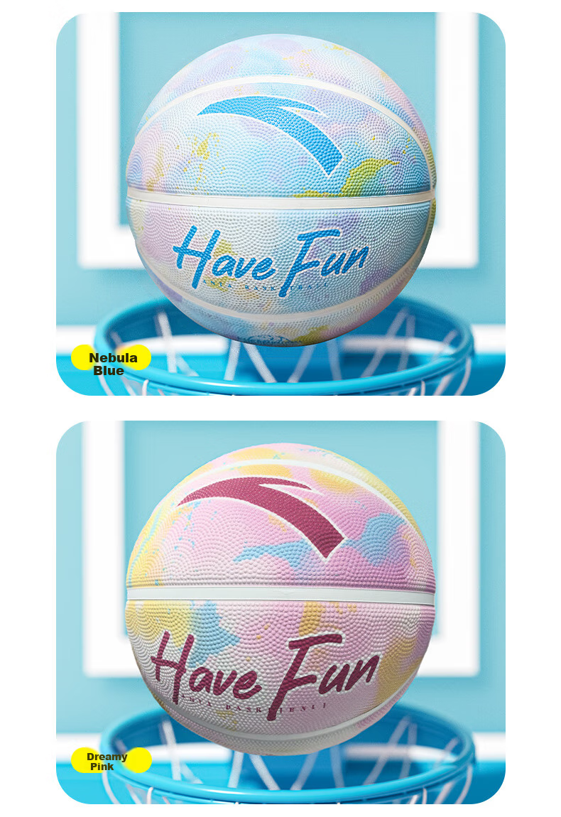 ANTA Children's Basketball, Size 4, for Toddlers And Elementary School Students, Indoor And Outdoor Wear-Resistant Toy Ball, Rubber Size 4 Blue Ball, Neon Purple, Size 4 11