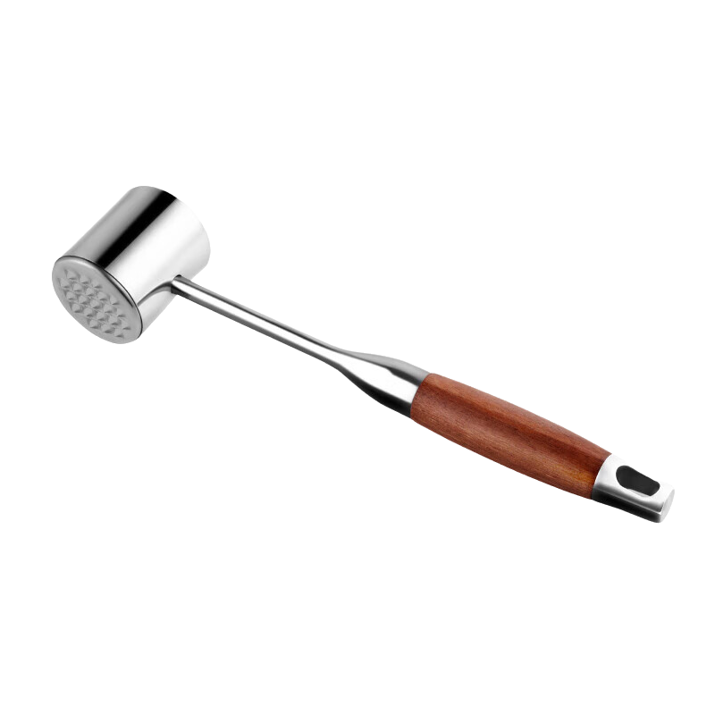 BJ 304 Stainless Steel Double-Sided Meat Tenderizer, Steak Mallet, Meat Hammer, Rosewood Meat Tenderizer, Meat Tenderizing Hammer