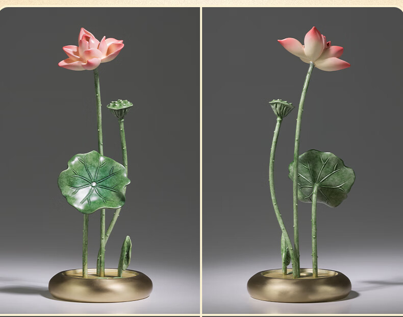 Master Tong "Spring Orchid Summer Lotus Autumn Osmanthus Winter Plum" Living Room Desktop Copper Ornament Craftwork Summer Lotus 4