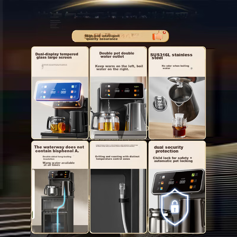 SUPOR Tea Bar Machine, High-End Home Living Room Water Dispenser, Remote Control Smart Back Panel with Bottom-Placed Water Tank, Fully Automatic Temperature Control, Multi-Functional Standing Tea Maker, SW-CBJ28